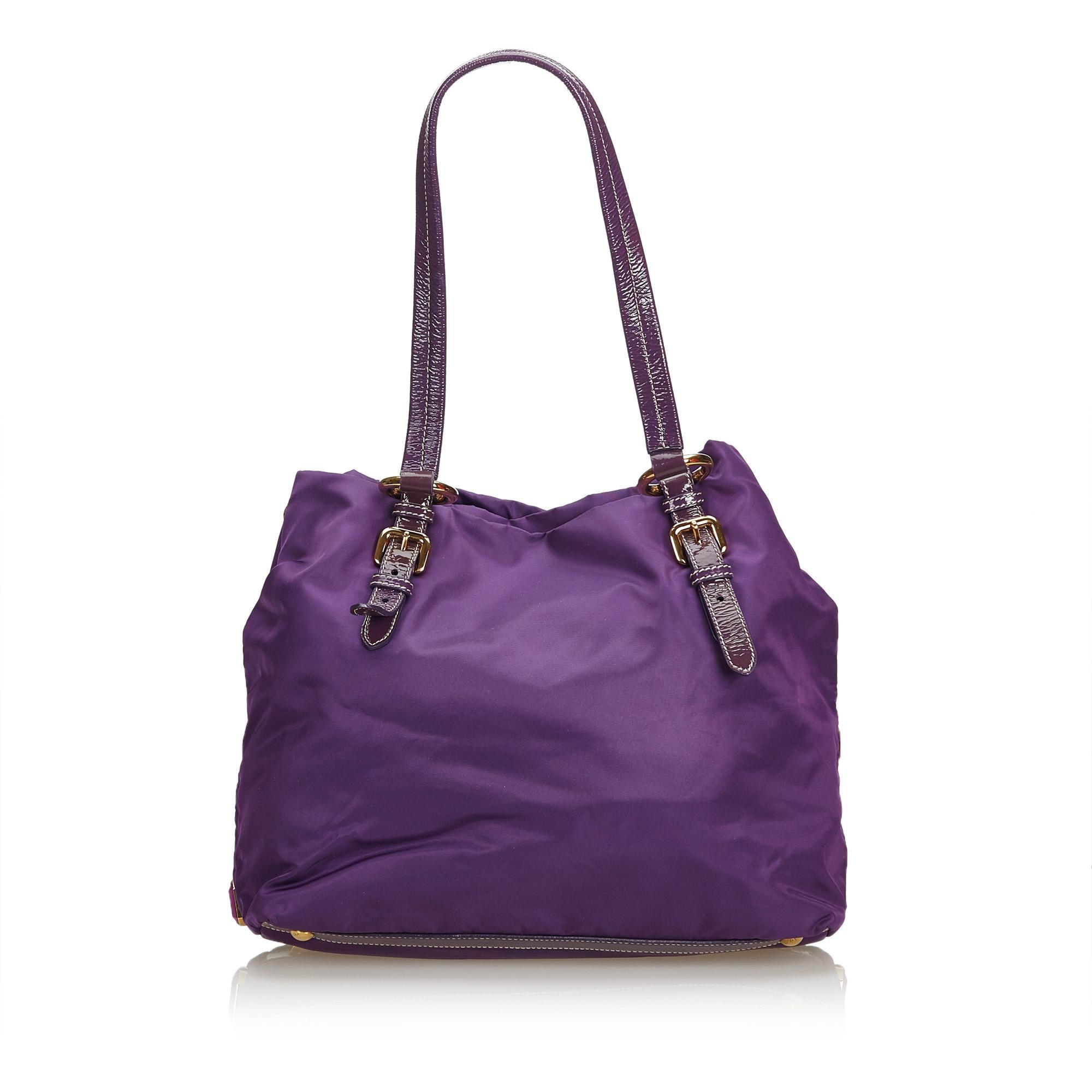 Purple Vintage Authentic Prada Tessuto Pietre Tote Bag w Dust Bag Authenticity Card  For Sale
