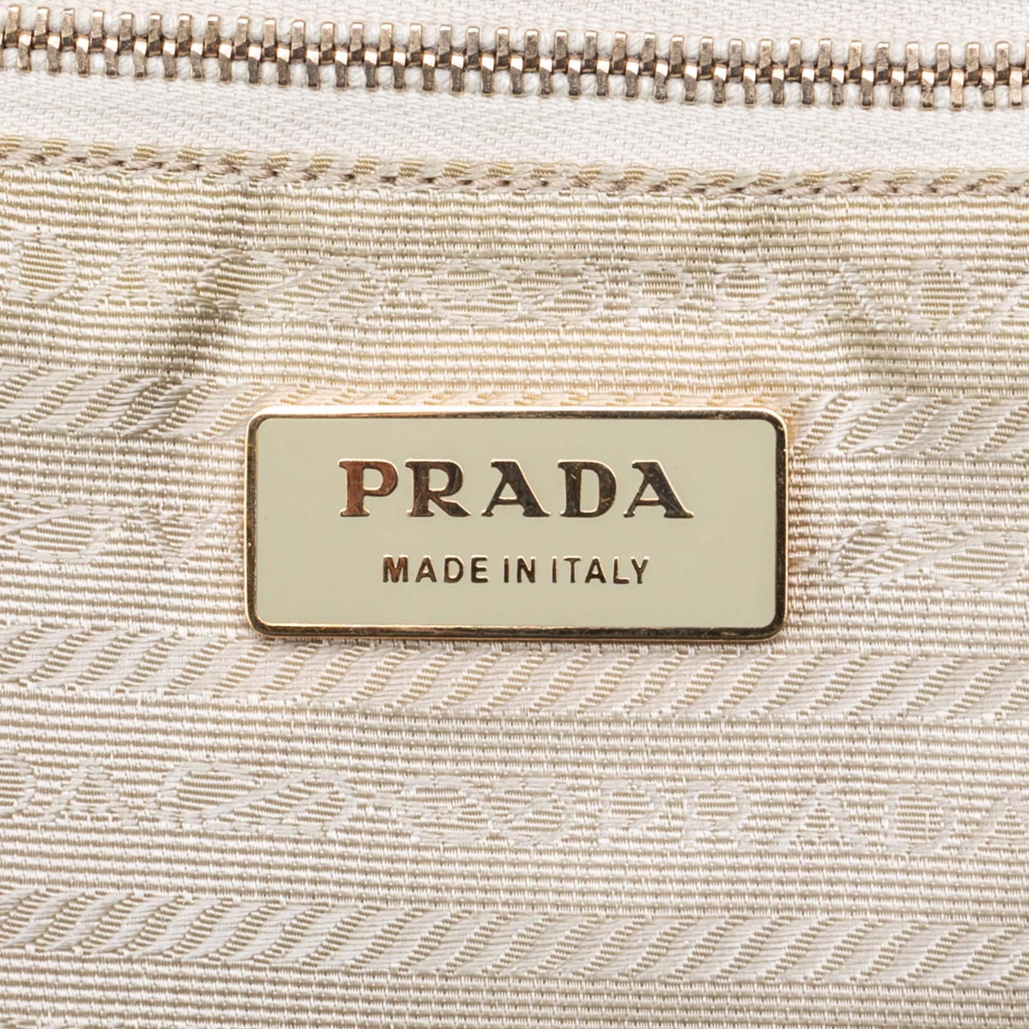 Vintage Authentic Prada White Handbag Italy w Dust Bag Authenticity Card SMALL  For Sale 2