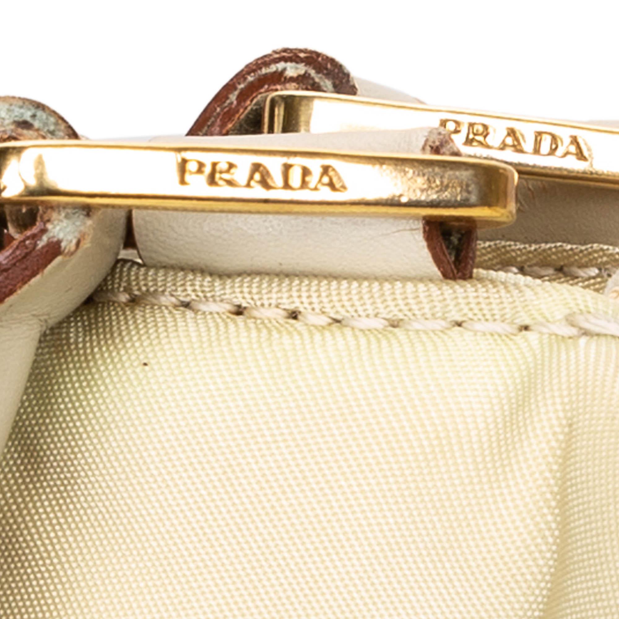 Vintage Authentic Prada White Handbag Italy w Dust Bag Authenticity Card SMALL  For Sale 4