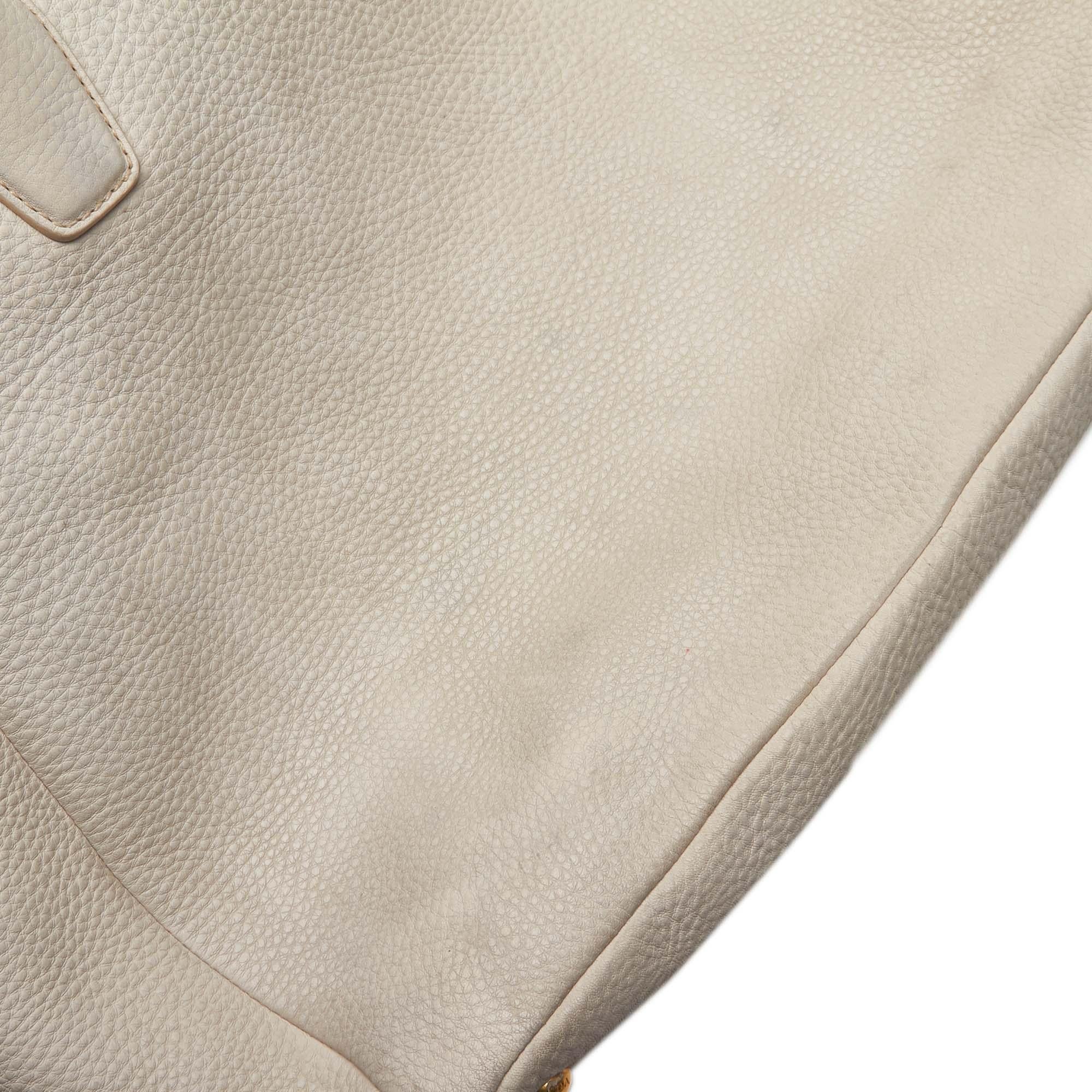 Vintage Authentic Prada White Ivory Leather Vitello Daino Tote Bag Italy LARGE 5