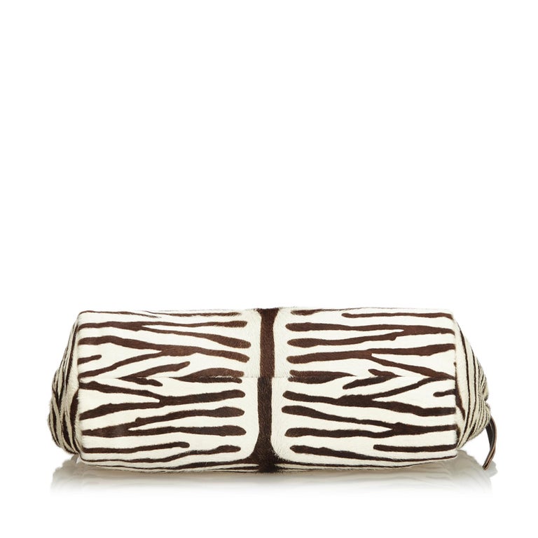 Vintage Authentic Prada White Zebra Print Handbag Italy MEDIUM at