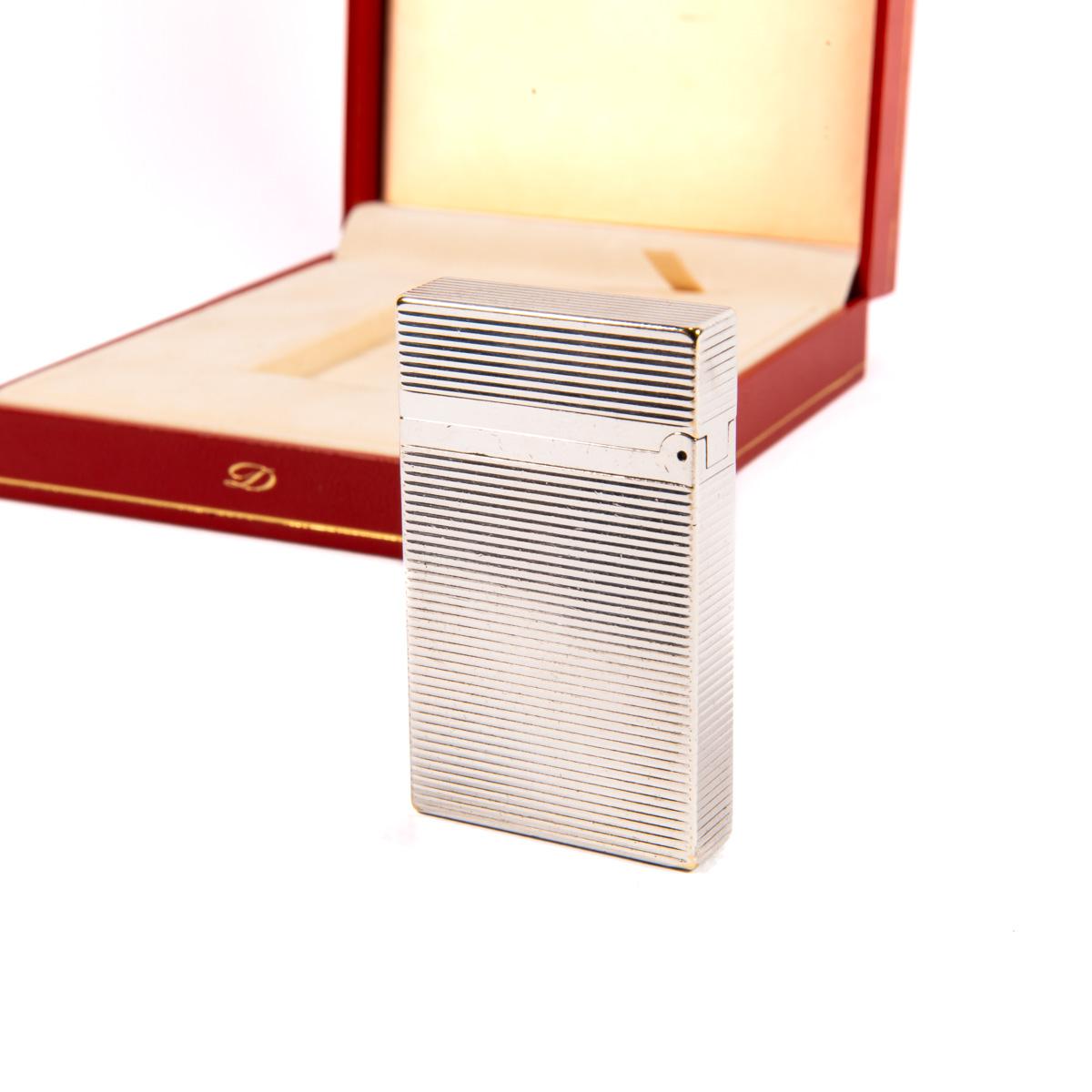 Vintage Authentic Silver plated Ligne 2 ST DUPONT Montparnasse Lighter in Box 1