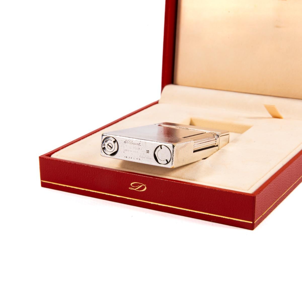 Vintage Authentic Silver plated Ligne 2 ST DUPONT Montparnasse Lighter in Box 5