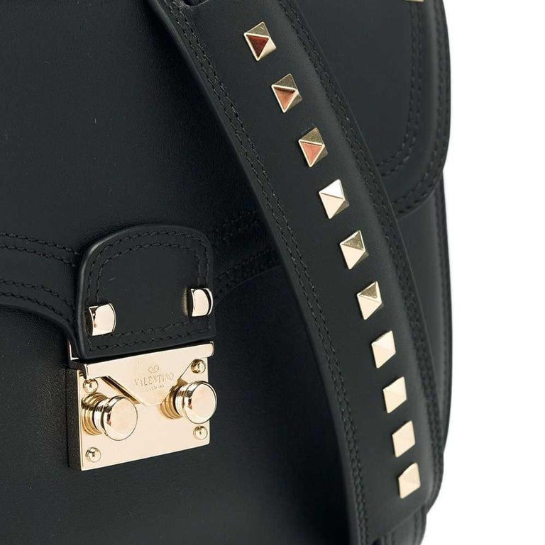 Vintage Authentic Valentino Black Leather Rockstud Shoulder Bag ITALY