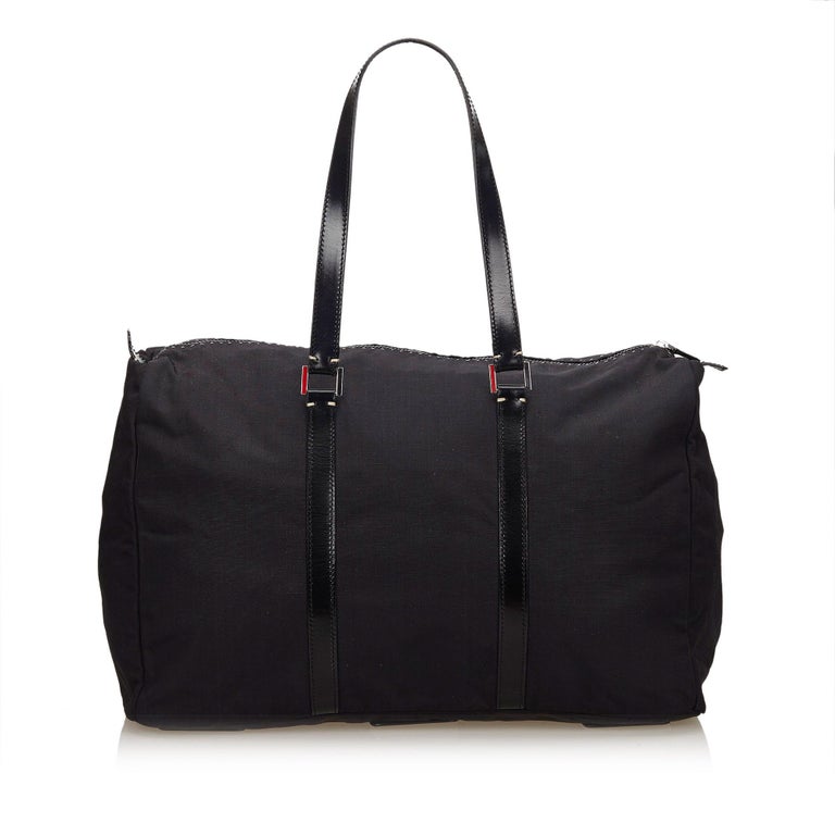 Vintage Authentic Valentino Black Nylon Fabric Boston Bag ITALY LARGE ...