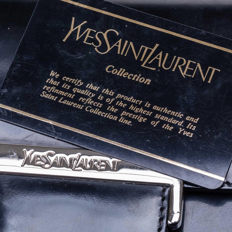 Vintage Authentic YSL Black Handbag France w Authenticity Card SMALL