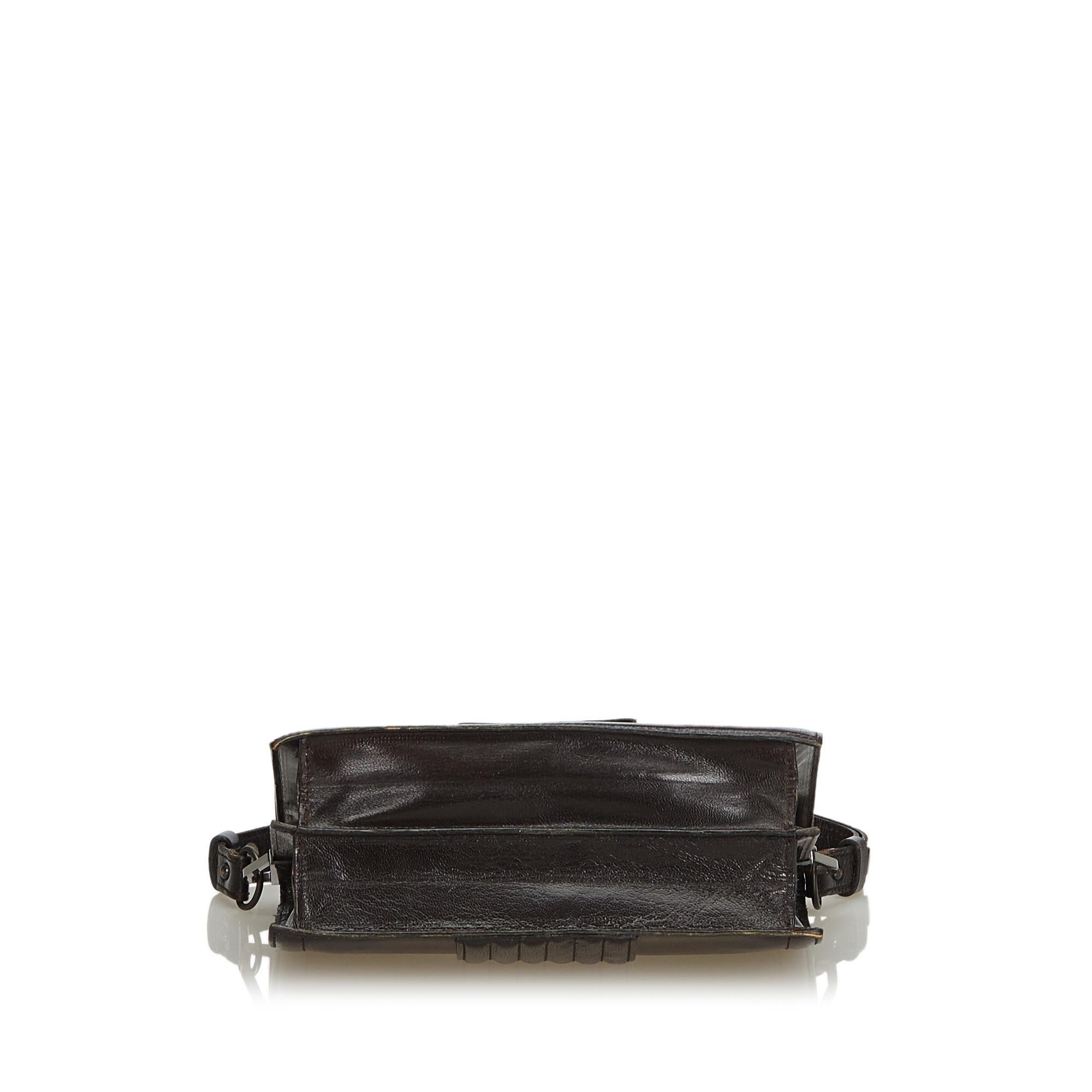 Women's Vintage Authentic YSL Black Leather Shoulder Bag France SMALL  For Sale