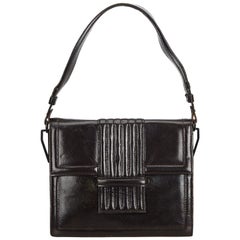 Vintage Authentic YSL Black Leather Shoulder Bag France SMALL 