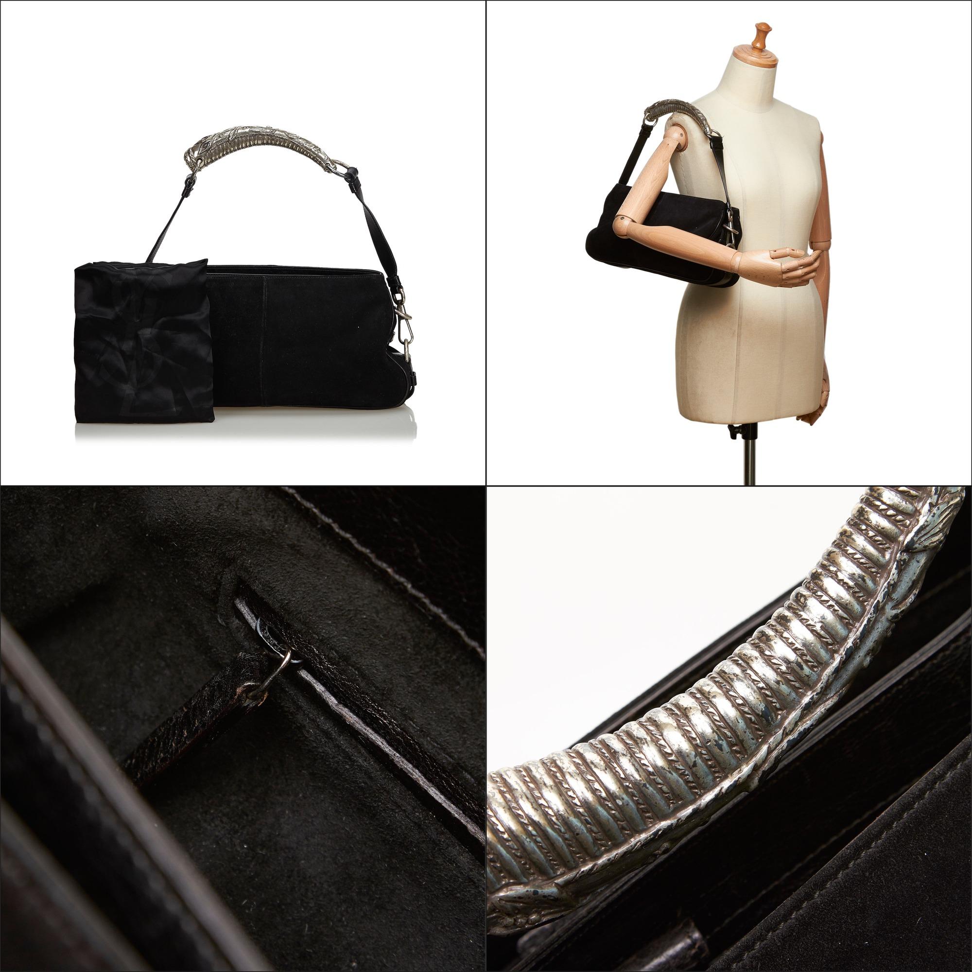 Vintage Authentic YSL Black Mombasa Shoulder Bag France w Dust Bag MEDIUM  For Sale 11
