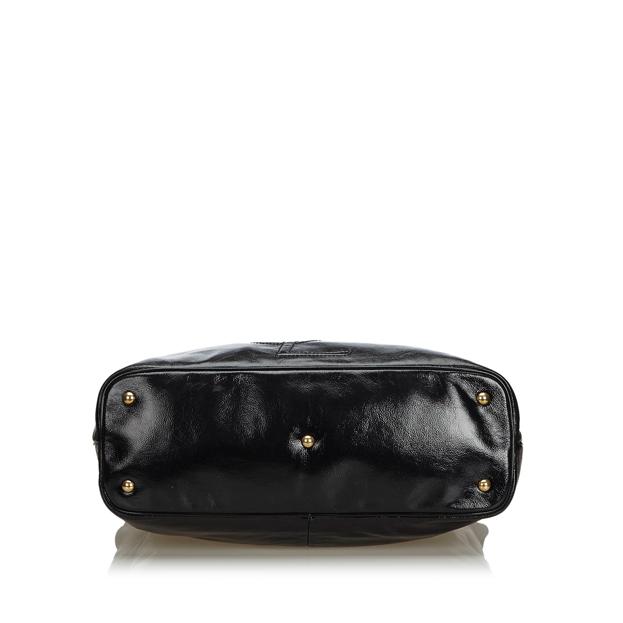 Women's Vintage Authentic YSL Black Patent Leather Belle de Jour Tote Bag France LARGE  For Sale