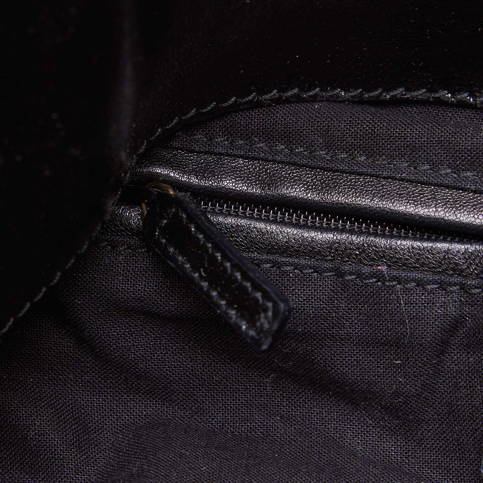 Vintage Authentic YSL Black Patent Leather Belle de Jour Tote Bag France LARGE  For Sale 4