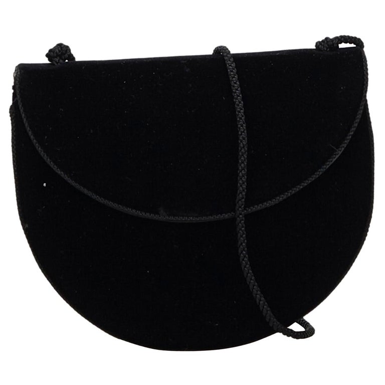 Vintage Authentic YSL Black Velour Fabric Crossbody Bag France SMALL For Sale at 1stdibs