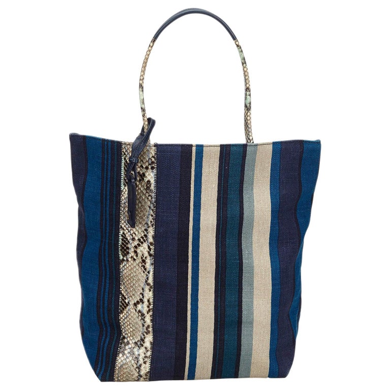 Vintage Authentic YSL Blue Navy with Multi Canvas Fabric ...