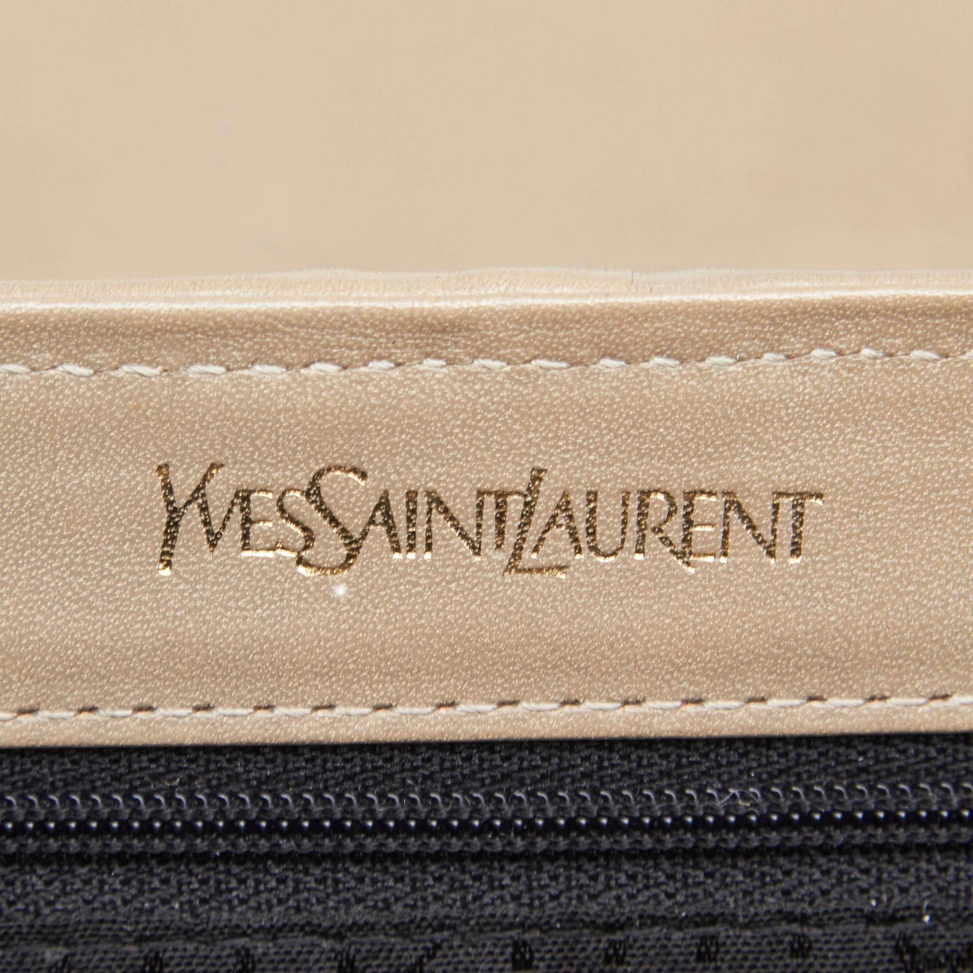 Women's Vintage Authentic YSL Brown Beige Leather Snakeskin Crossbody Bag France MEDIUM  For Sale