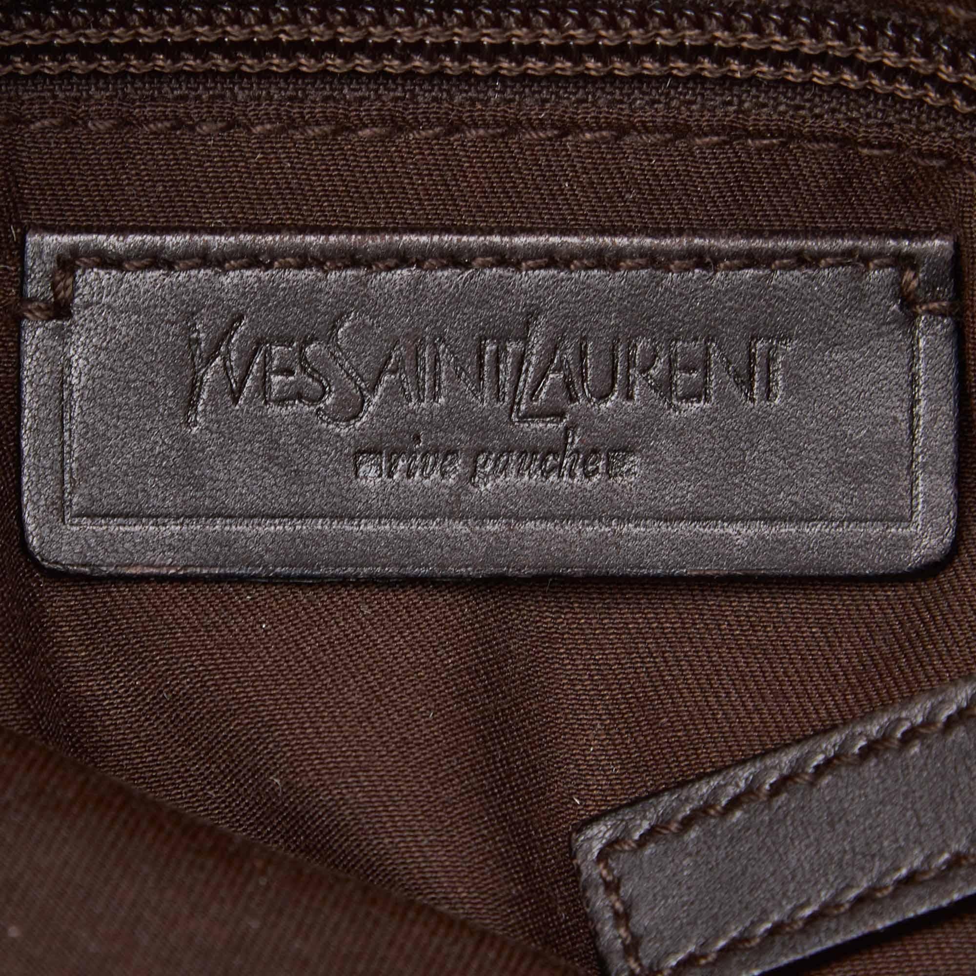 Vintage Authentic YSL Brown Corduroy Fabric Crossbody Bag France MEDIUM  For Sale 1