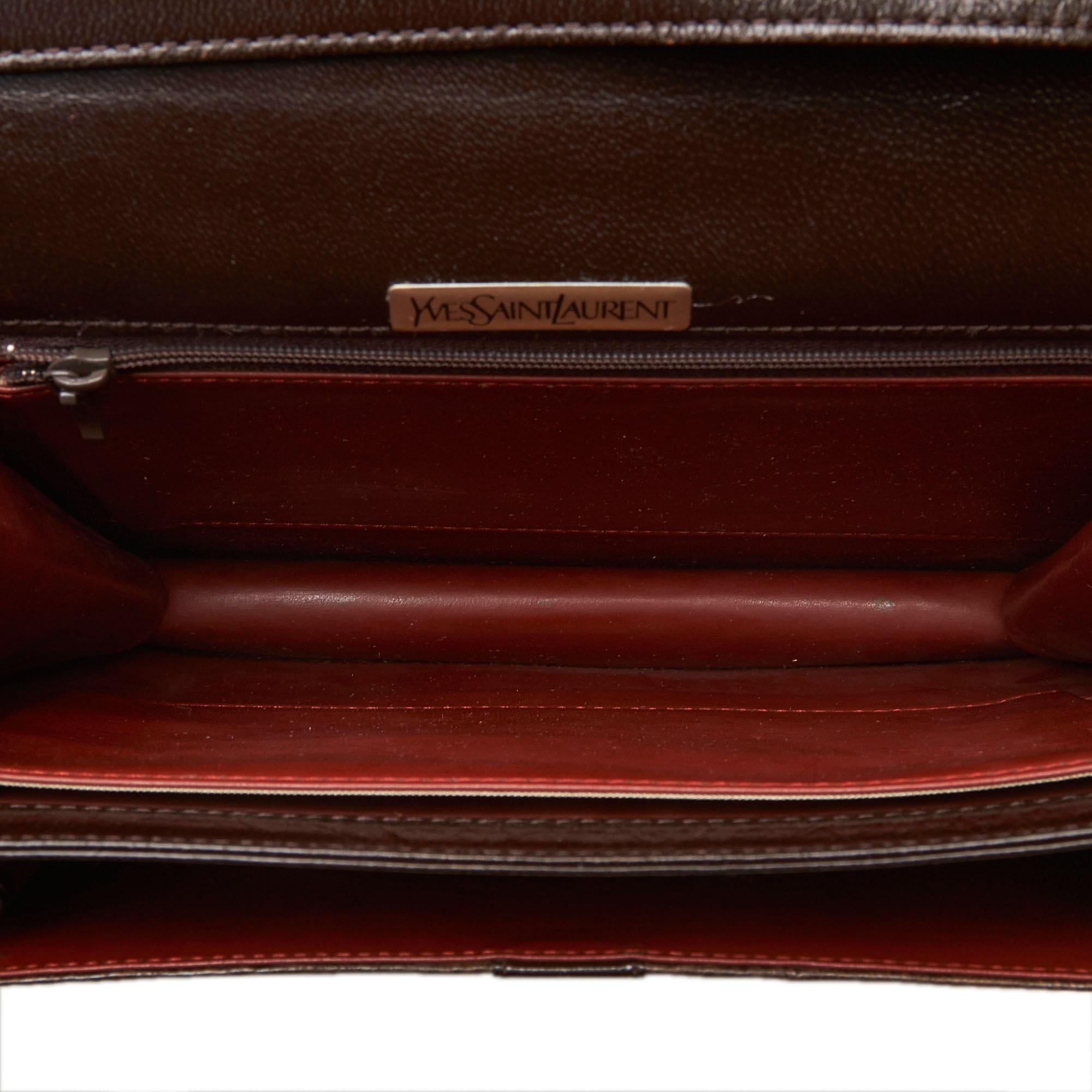 Women's Vintage Authentic YSL Brown Dark Brown Leather Crossbody Bag France MEDIUM  For Sale