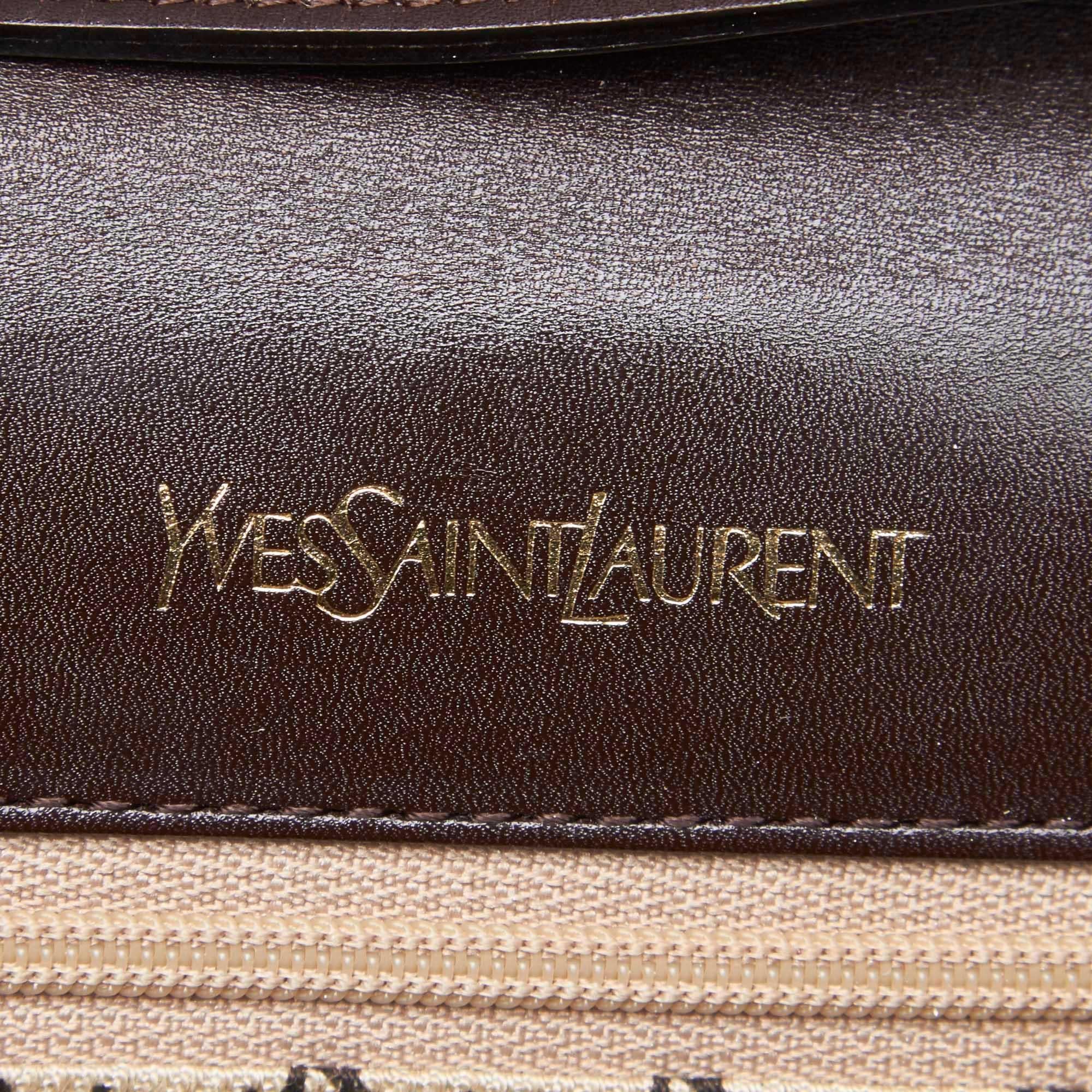 Vintage Authentic YSL Brown Dark Brown Leather Crossbody Bag France SMALL  For Sale 1