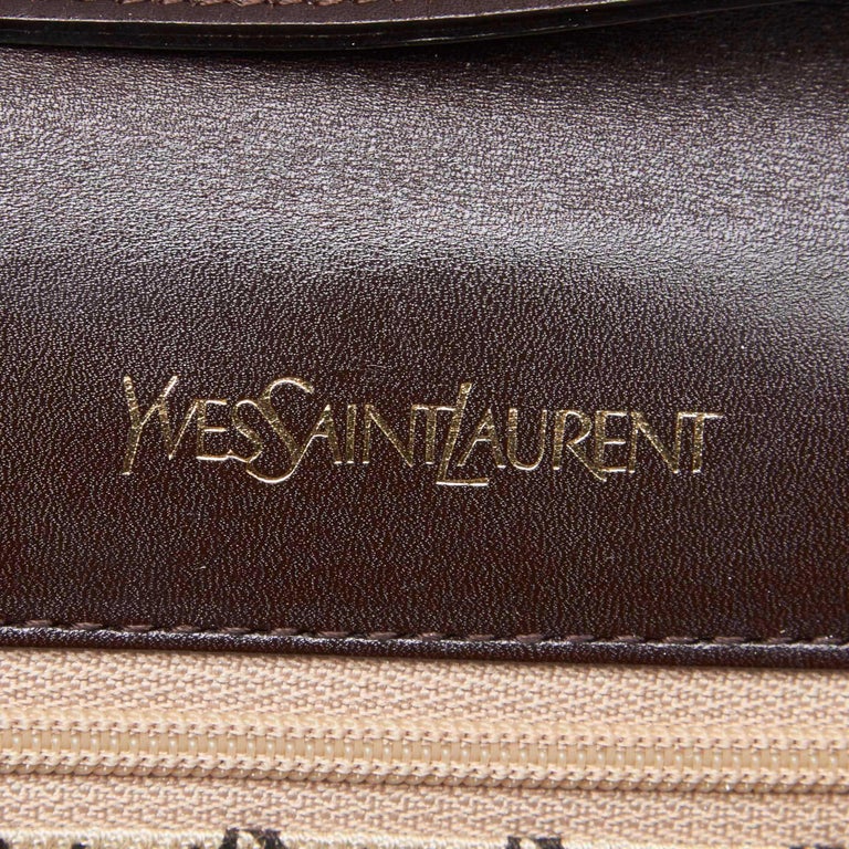 Vintage Authentic YSL Brown Dark Brown Leather Crossbody Bag France