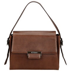 Vintage Authentic YSL Brown Dark Brown Leather Shoulder Bag France MEDIUM 