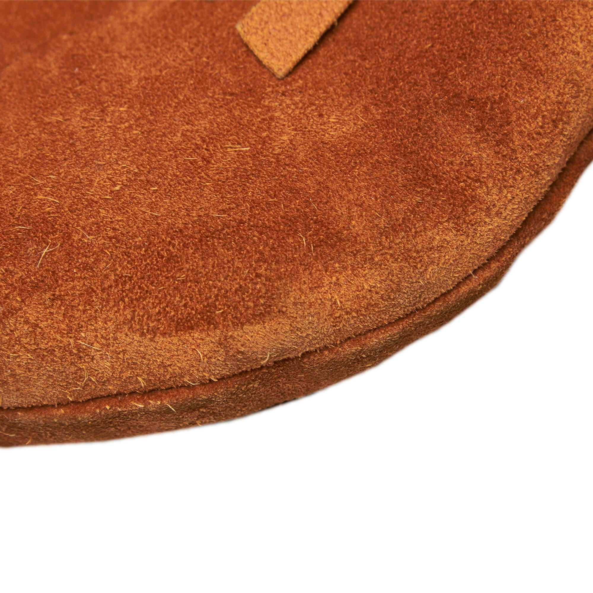 Vintage Authentic YSL Brown Suede Leather Boheme Hobo Bag France LARGE  For Sale 6