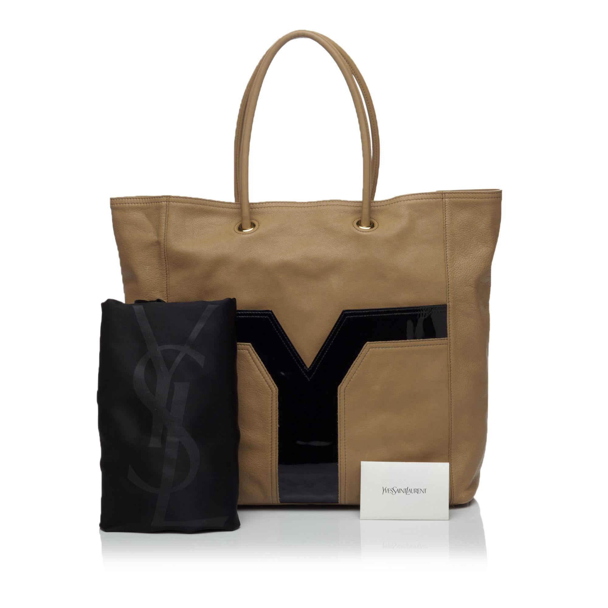 Women's Vintage Authentic YSL Leather Lucky Chyc Tote w Dust Bag Authenticity Card  For Sale