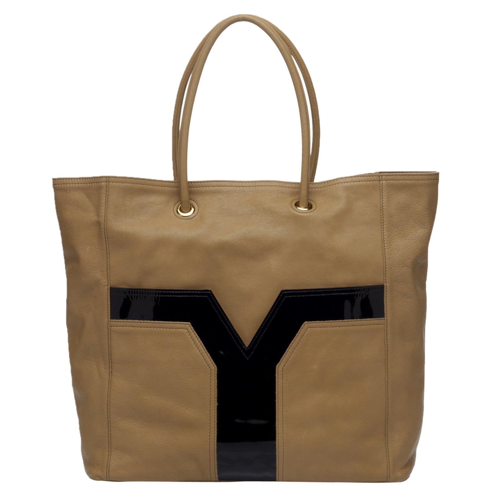 Vintage Authentic YSL Leather Lucky Chyc Tote w Dust Bag Authenticity Card  For Sale