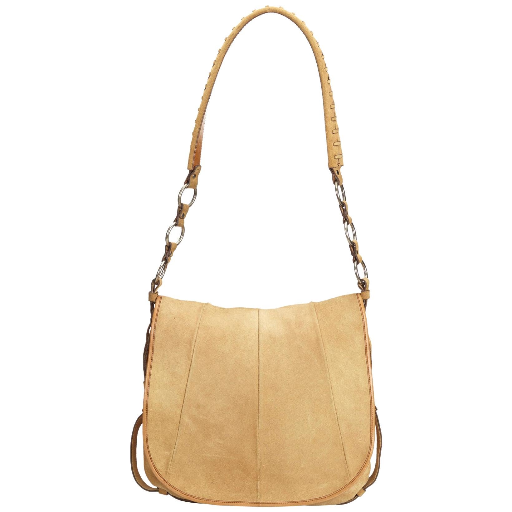Vintage Authentic YSL Light Nubuck Leather Shoulder Bag France Dust Bag MEDIUM  For Sale