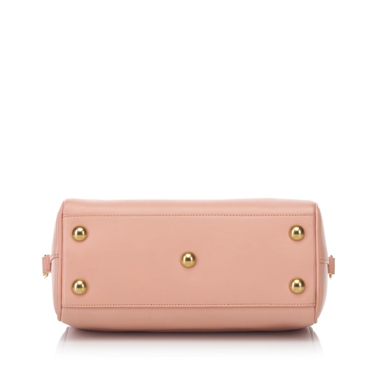 Vintage Authentic YSL Pink Leather Classic Baby Duffle Bag France SMALL