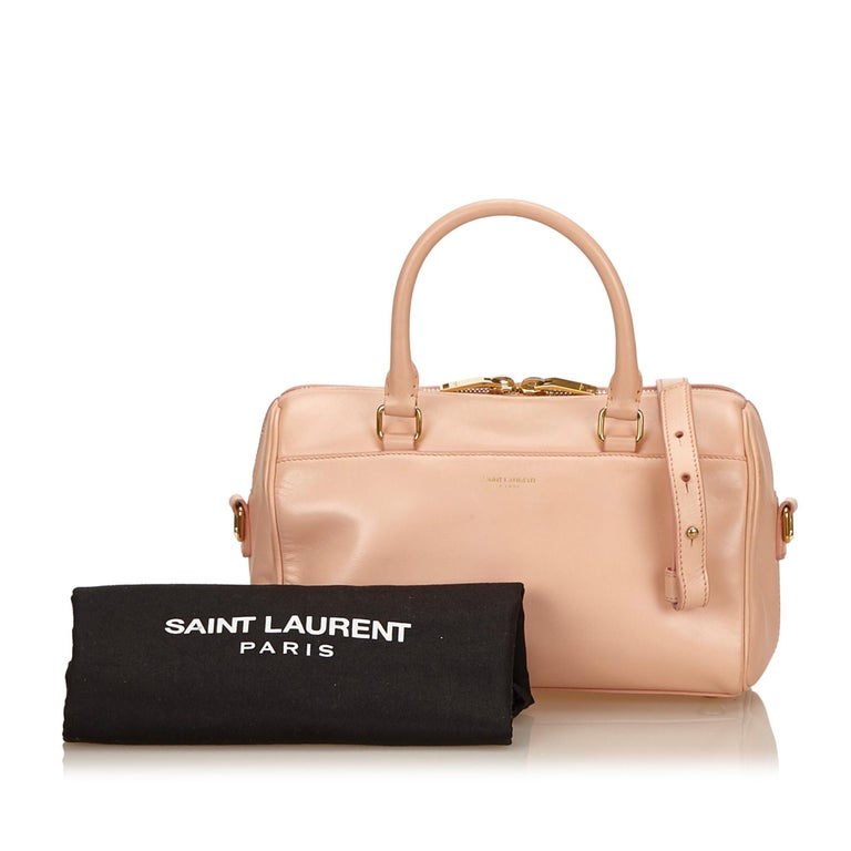 Vintage Authentic YSL Pink Leather Classic Baby Duffle Bag FRANCE w