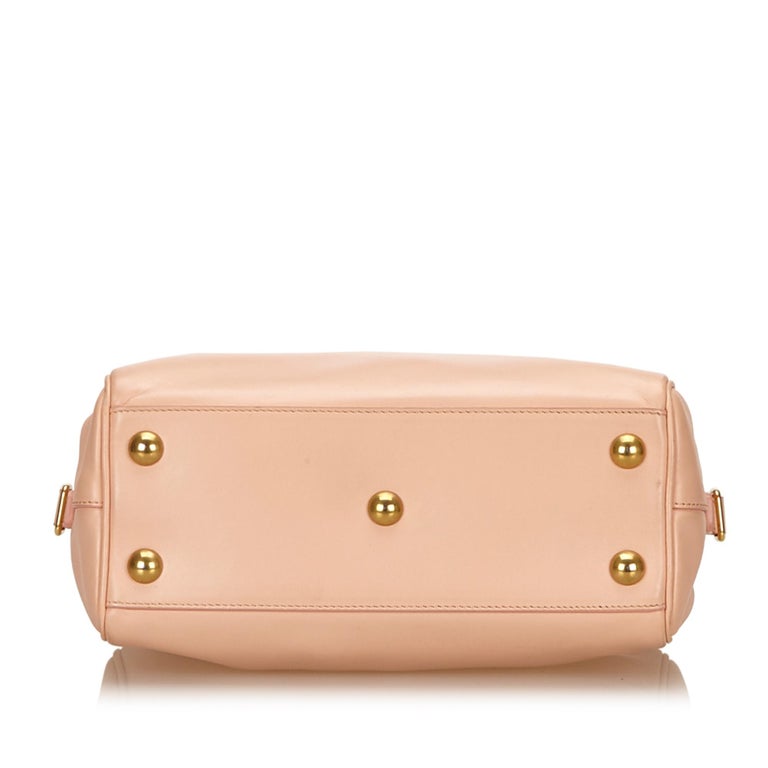 Vintage Authentic YSL Pink Leather Classic Baby Duffle Bag FRANCE w