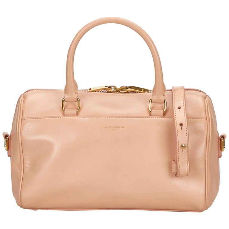 Vintage Authentic YSL Pink Leather Classic Baby Duffle Bag FRANCE w SMALL For Sale at 1stDibs