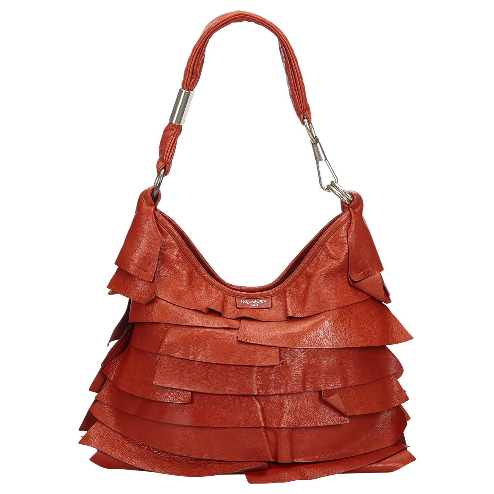 Vintage Authentic YSL Red Leather Saint Tropez Shoulder Bag Italy MEDIUM 