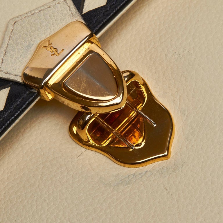 Vintage Authentic YSL White Ivory Leather Crossbody Bag France SMALL at 1stDibs