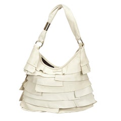 Vintage Authentic YSL White Leather Saint Tropez Shoulder Bag Italy MEDIUM 