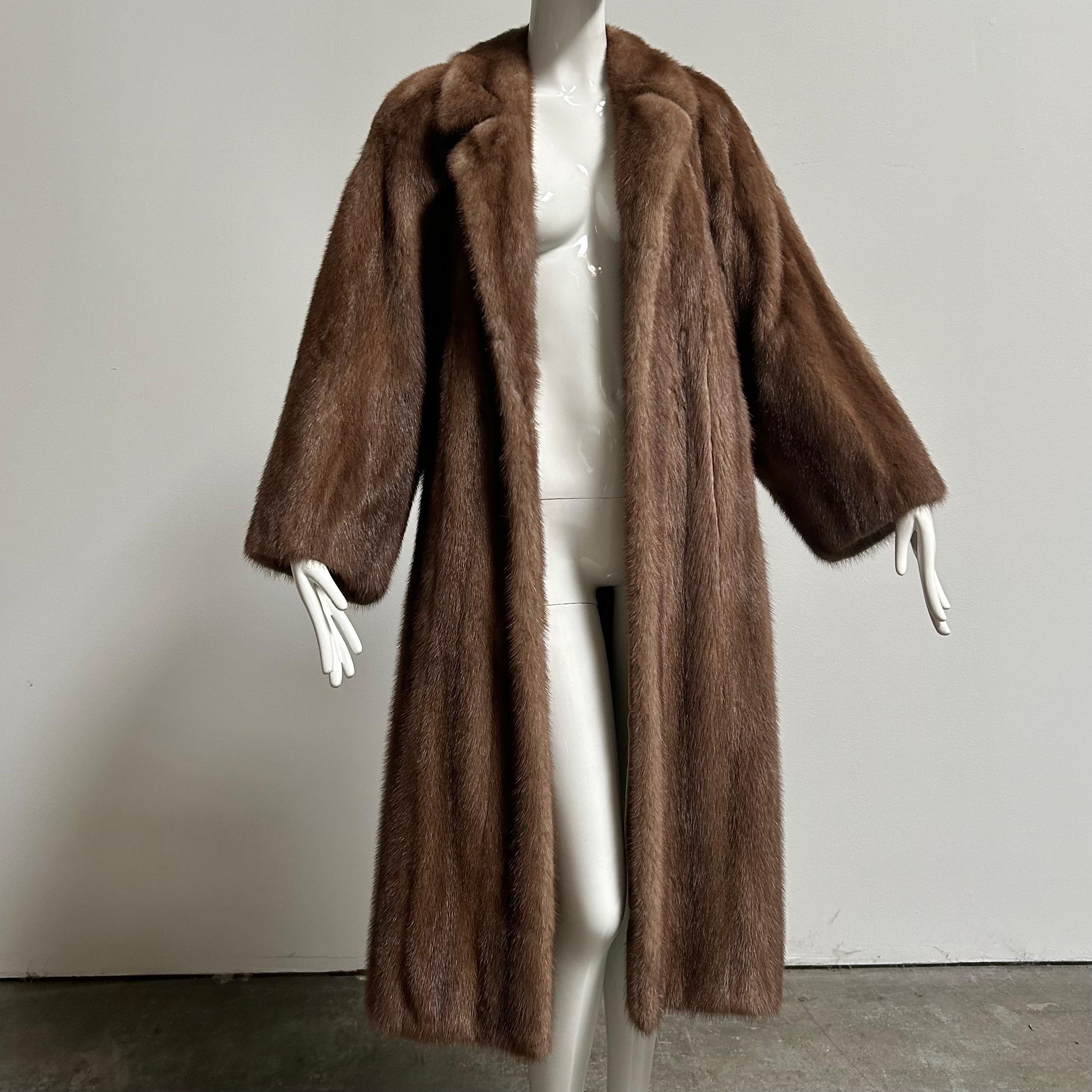 Women's Vintage Autumn Haze Full Length Saga Mink Fur Coat Size M-L