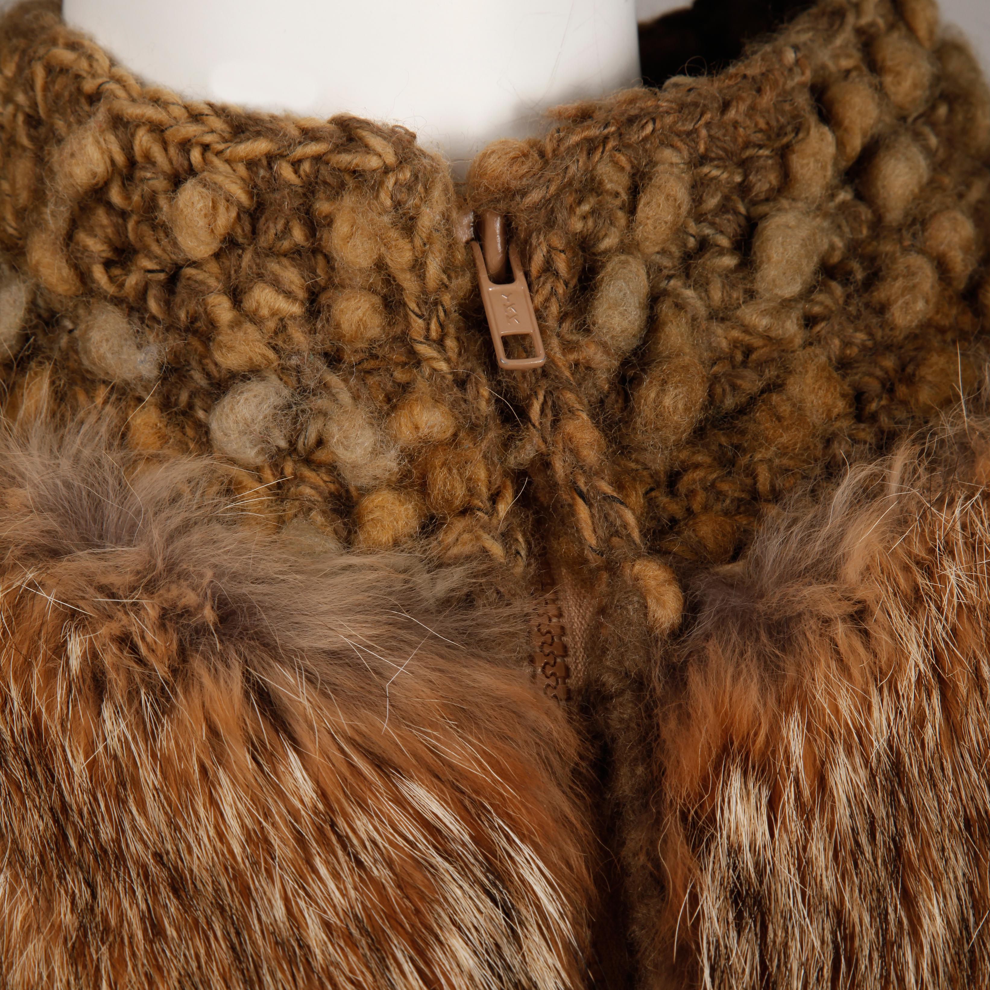 Women's or Men's Vintage Avant Garde Coyote Fur + Leather Knit Jacket