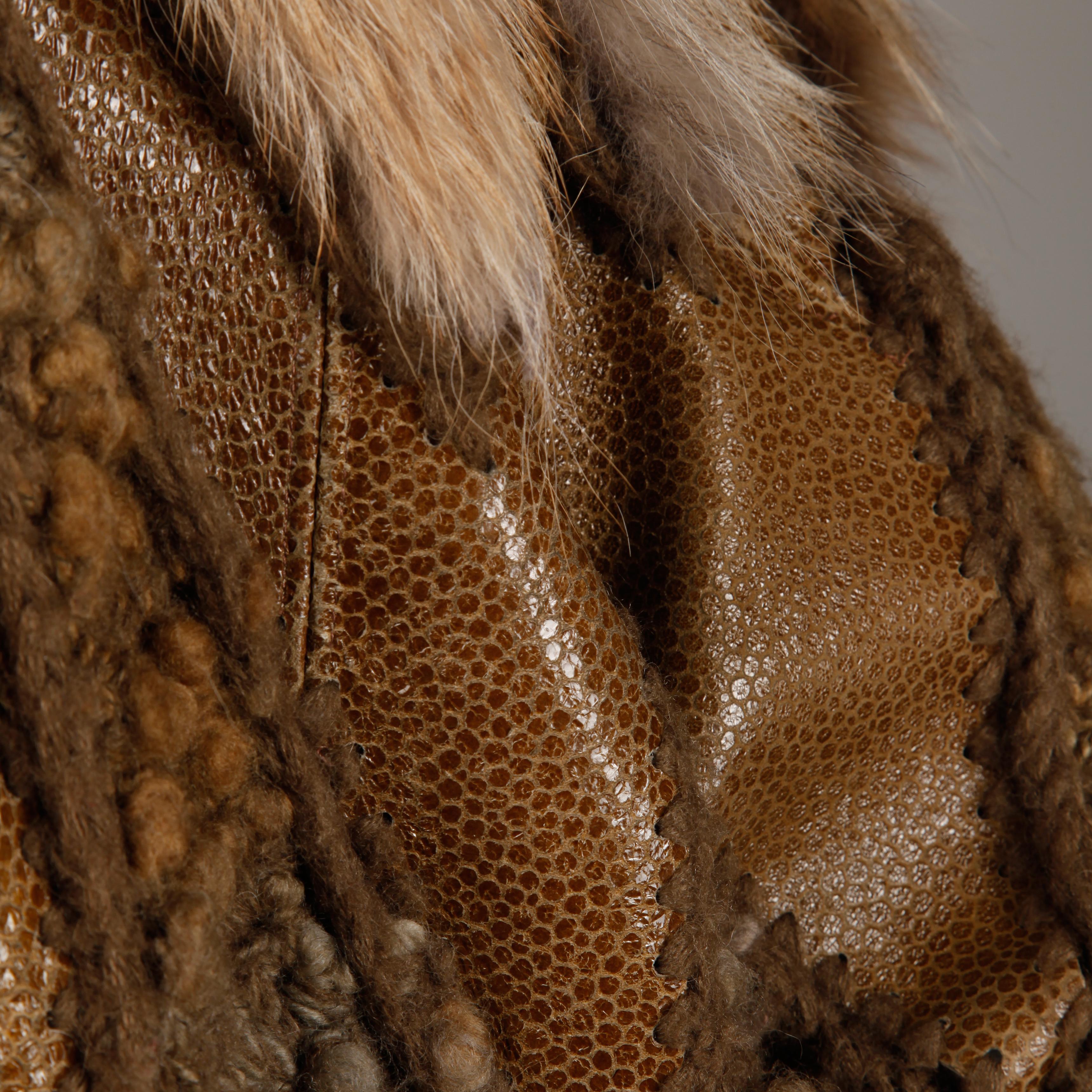 Vintage Avant Garde Coyote Fur + Leather Knit Jacket 1