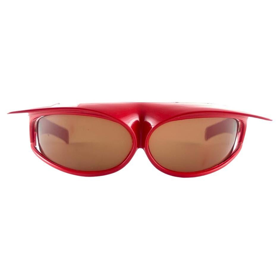 Vintage Avantgarde Red Mask Wrap Around Sunglasses  Made in Italy For Sale