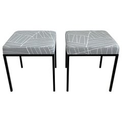 Vintage-Hocker aus Eisen von Avard mit geometrischem Palmfrond-Stoff für den Außenbereich