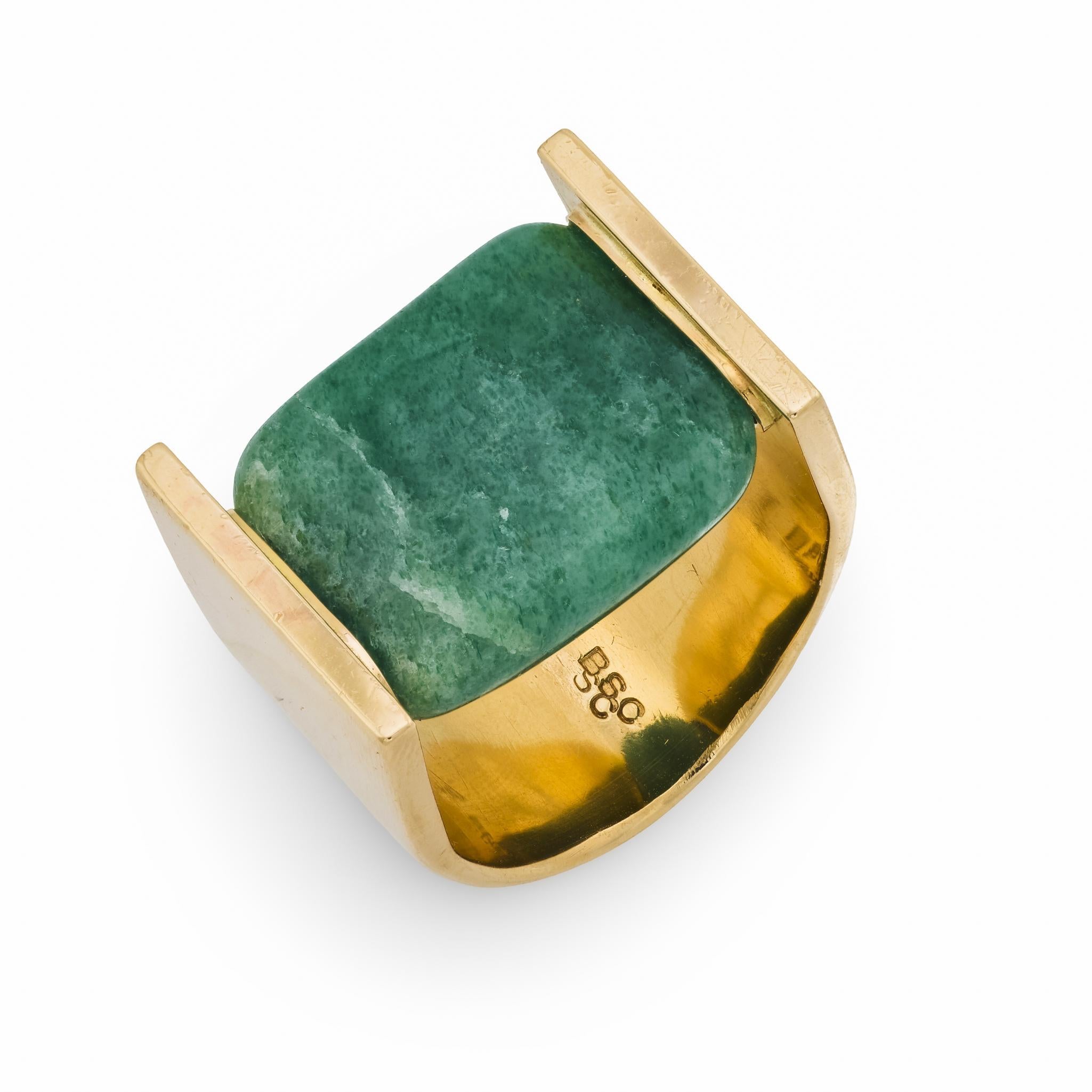 Bague de cocktail en or jaune 14k avec aventurine vintage en vente