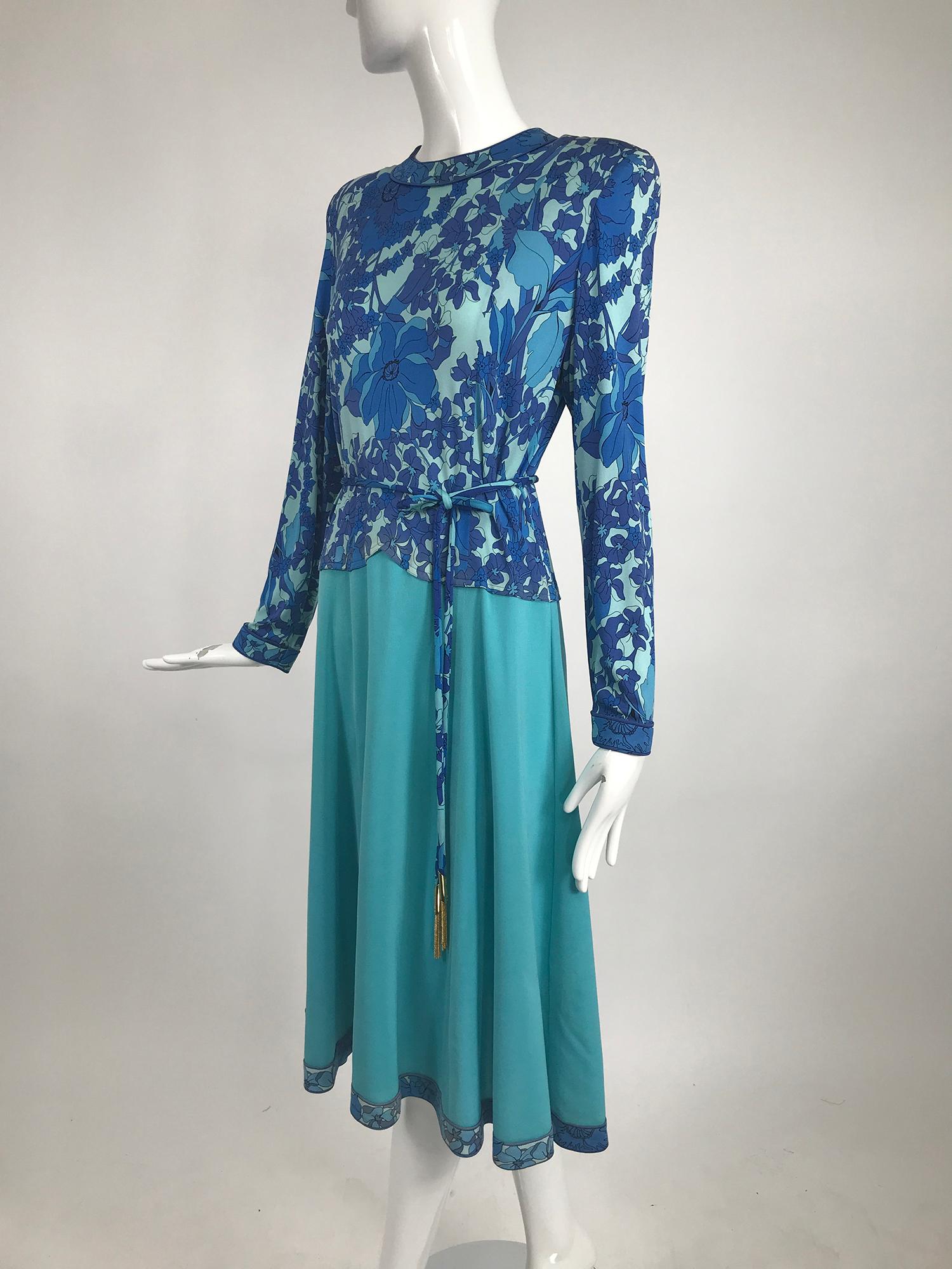 Vintage Averado Bessi Silk Print Dress and Belt 5