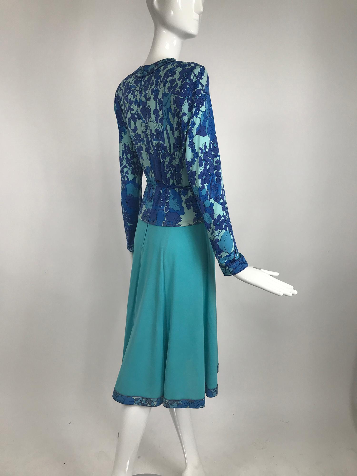 Vintage Averado Bessi Silk Print Dress and Belt In Good Condition In West Palm Beach, FL