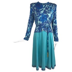 Vintage Averado Bessi Silk Print Dress and Belt