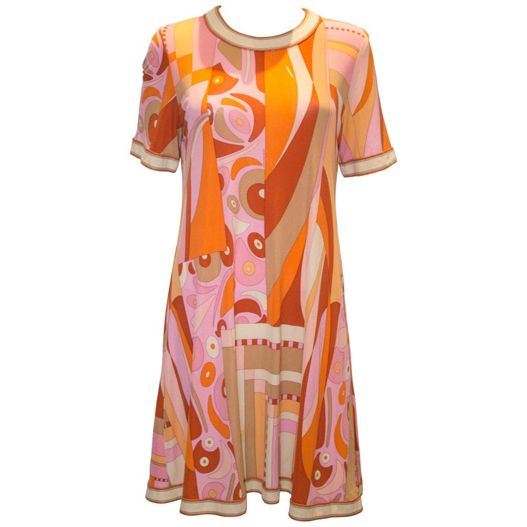 60's Italian Silk Jersey Pastel Art Print Dress by Averardo Bessi