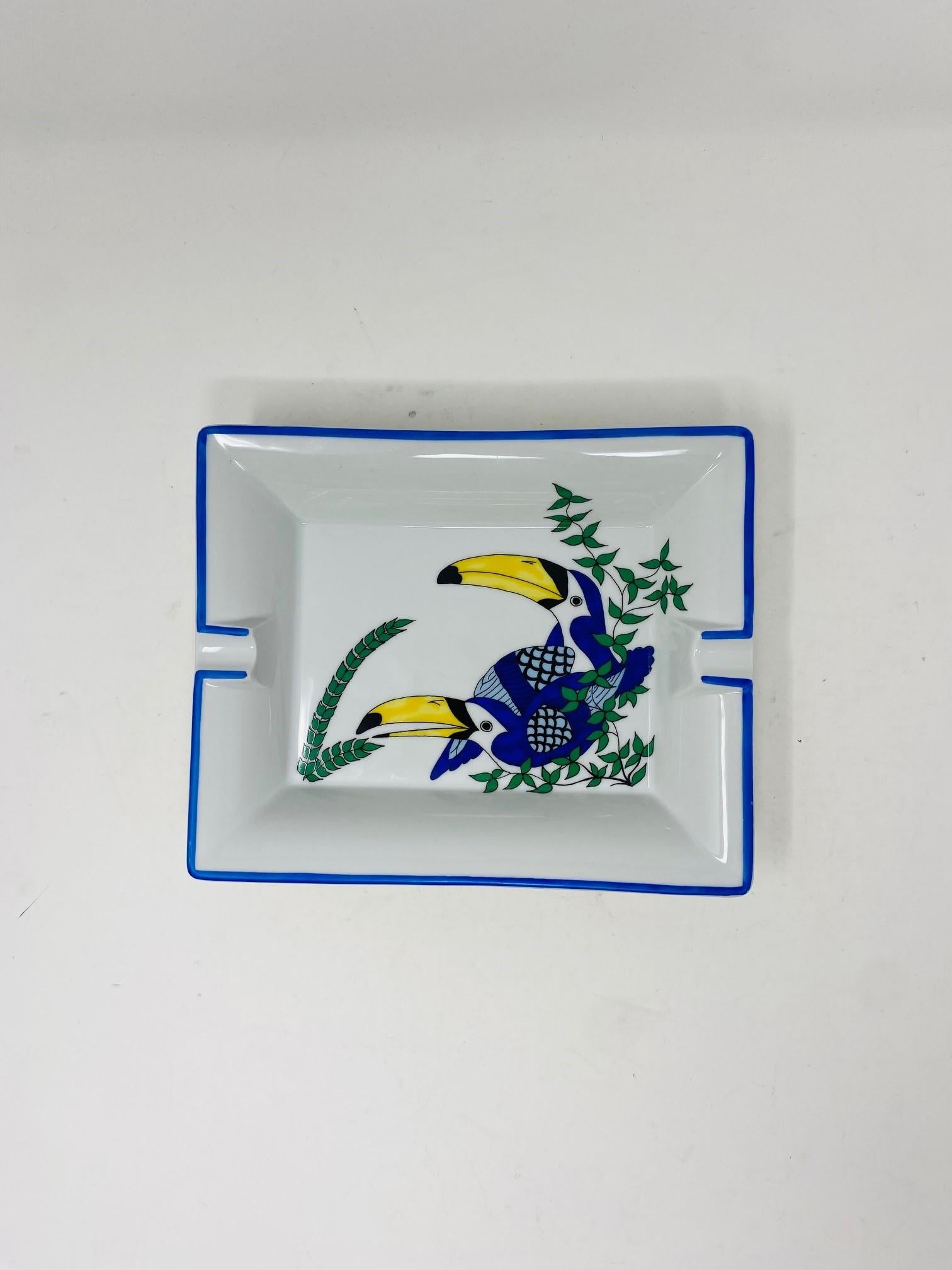 French Vintage Avian Design Porcelain Ashtray De Limoges For Sale