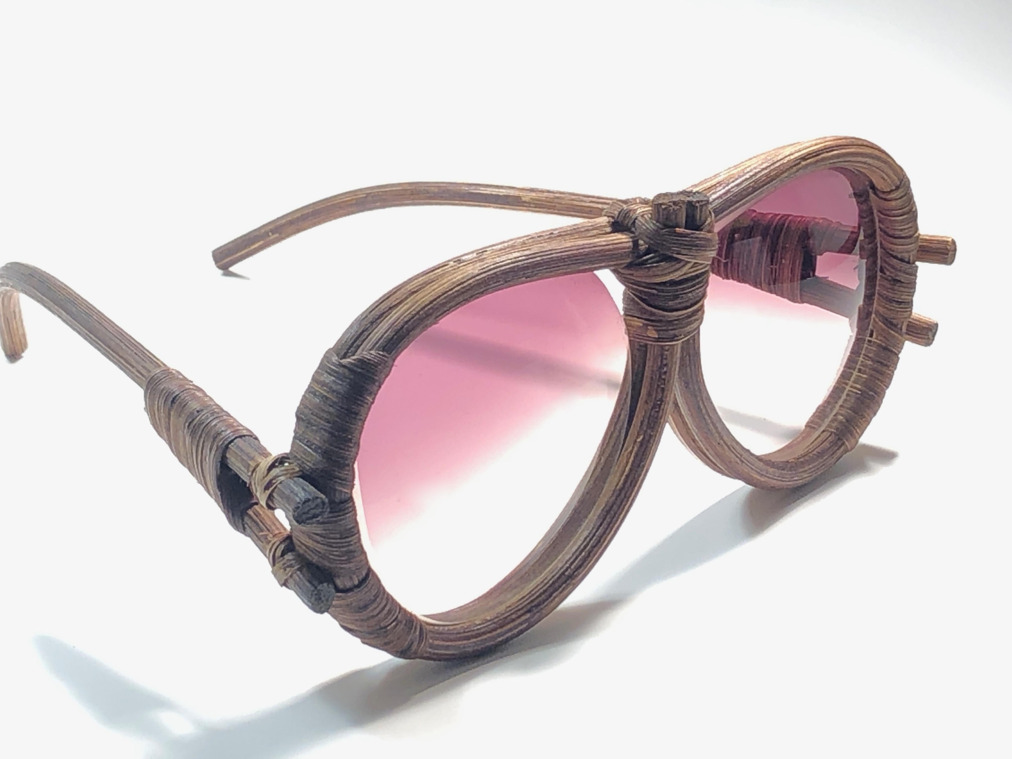 Vintage Aviator Bamboo Wood Oversized Sunglasses 1980's 1