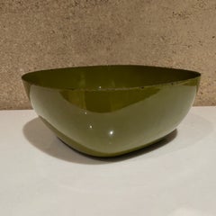 1960s  Cathrineholm of Holland Avocado Green Enamelware Bowl Mid Century Modern