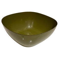 Vintage Avocado Green Enamelware Bowl 1960s Modern Cathrineholm of Holland