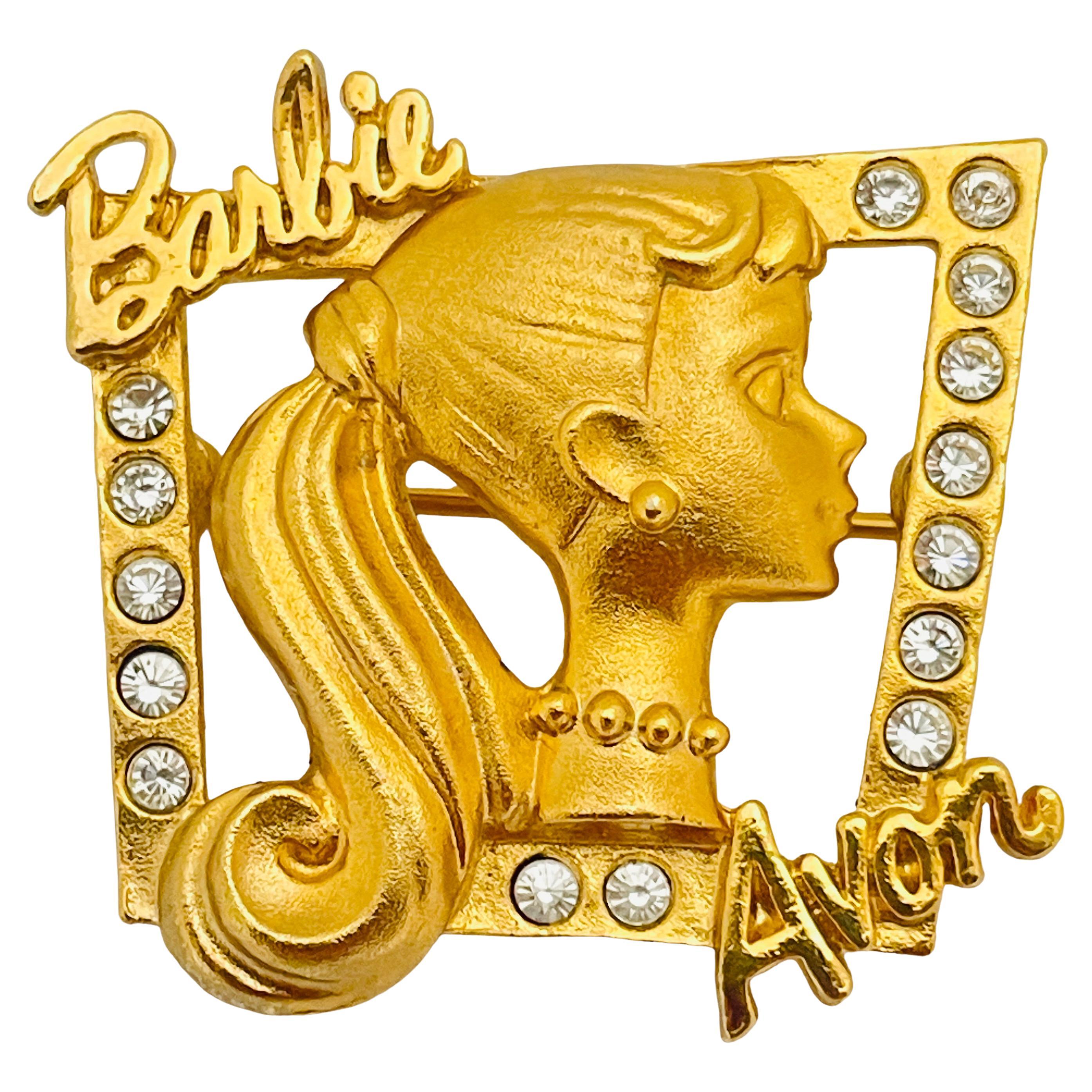 Vintage AVON Barbie gold crystal designer brooch  For Sale