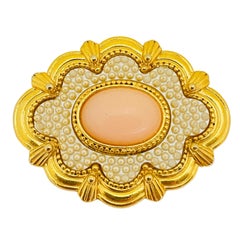 Broche vintage AVON or faux corail perle designer